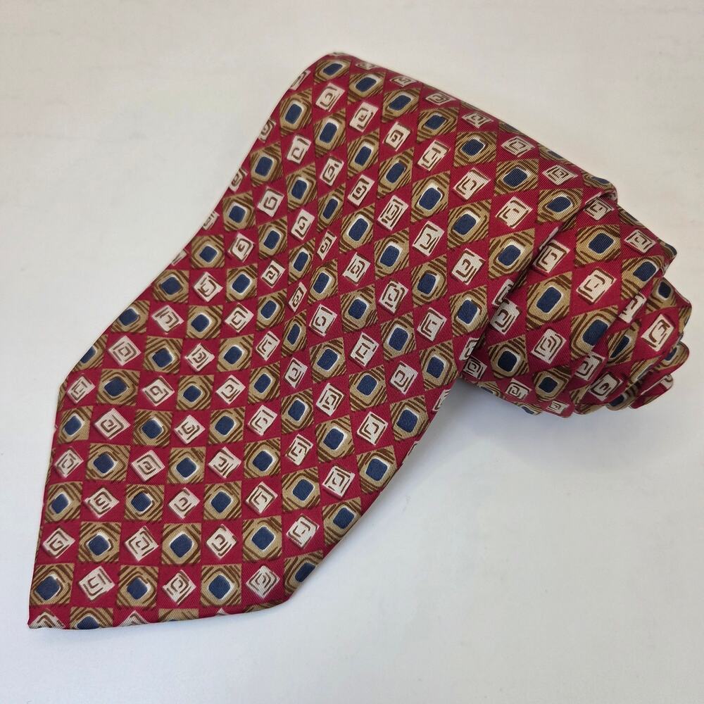 Alta Moda Cervino Italy Silk Geometric Necktie Wide Vintage Mens Tie Vintage
